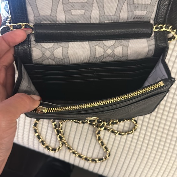Aimee Kestenberg Black Leather Quilted Purse with Chain Strap - Picture 4 of 4